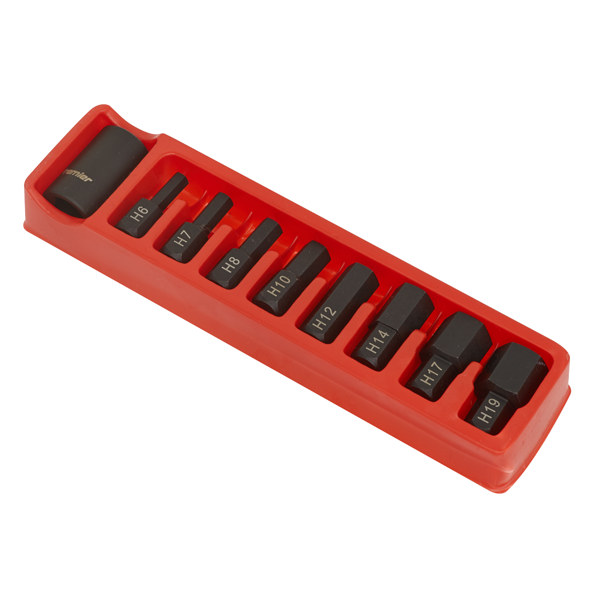 Sealey 9pc 1/2"Sq Drive Impact Hex Bit & Holder Set AK5609