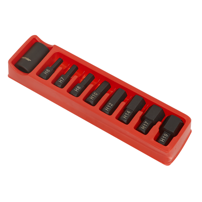 Sealey 9pc 1/2"Sq Drive Impact Hex Bit & Holder Set AK5609