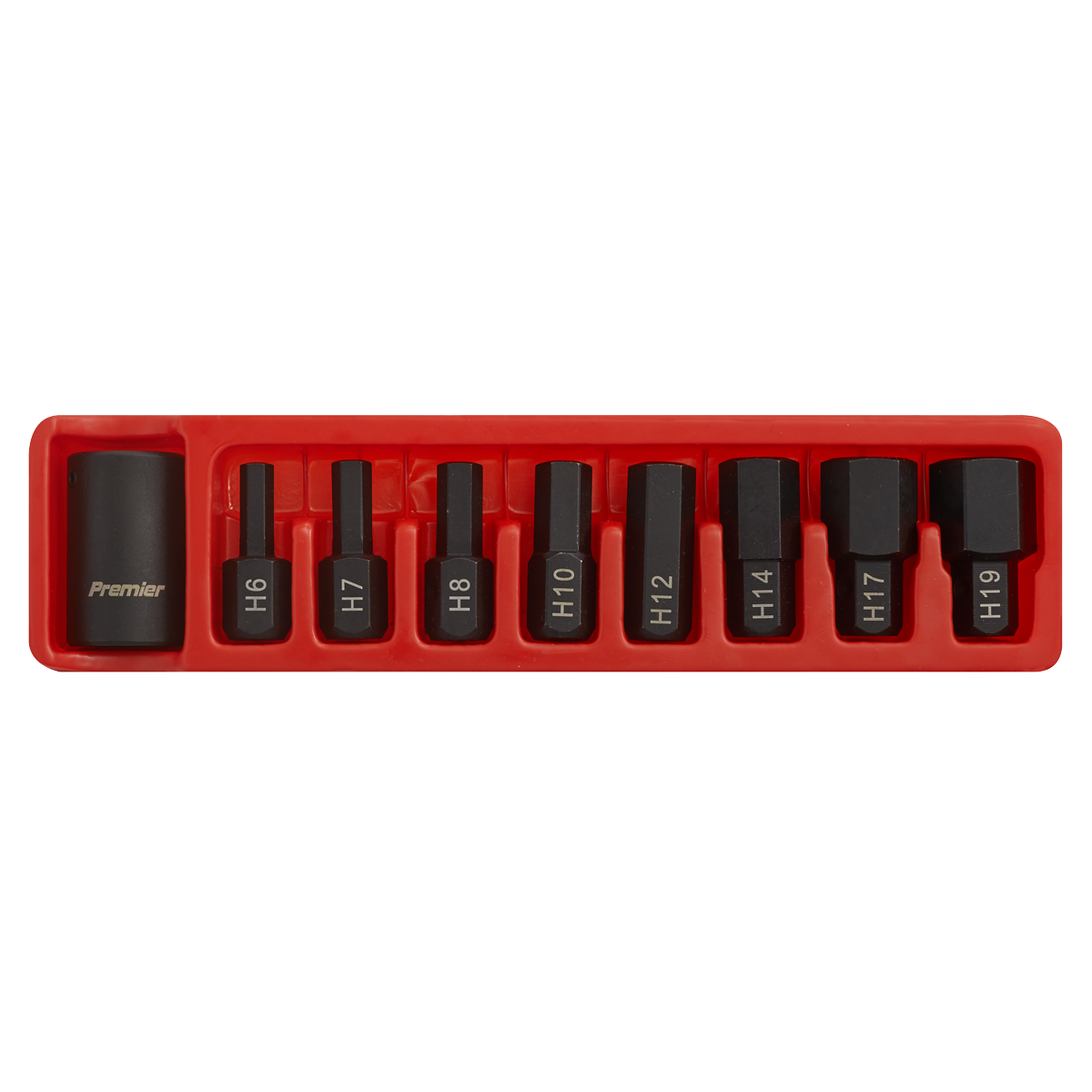 Sealey 9pc 1/2"Sq Drive Impact Hex Bit & Holder Set AK5609