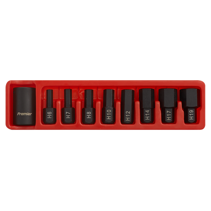 Sealey 9pc 1/2"Sq Drive Impact Hex Bit & Holder Set AK5609