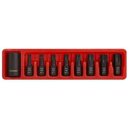 Sealey 9pc 1/2"Sq Drive Impact TRX-Star* Bit & Holder Set AK5610