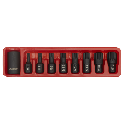 Sealey 9pc 1/2"Sq Drive Impact Spline Bit & Holder Set AK5611