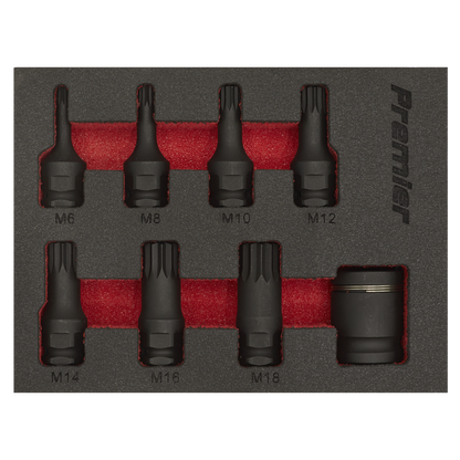 Sealey 8pc 3/8"Sq Drive Spline Impact Socket Bit Set AK5622