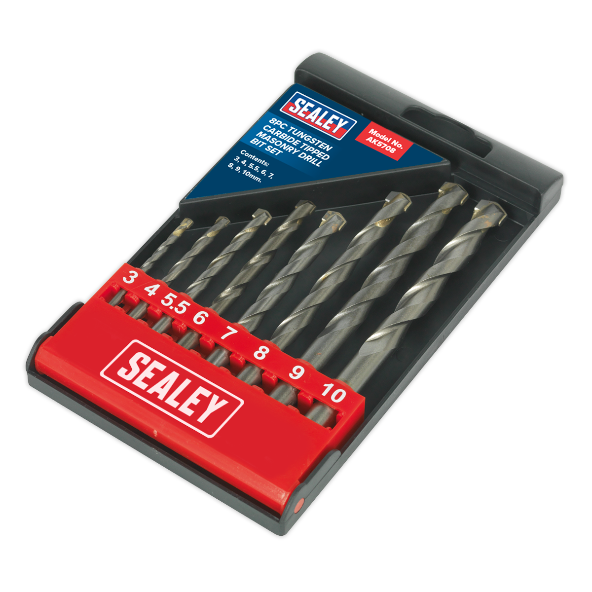 Sealey 8pc Tungsten Carbide Tipped Masonry Drill Bit Set AK5708