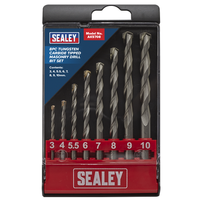 Sealey 8pc Tungsten Carbide Tipped Masonry Drill Bit Set AK5708