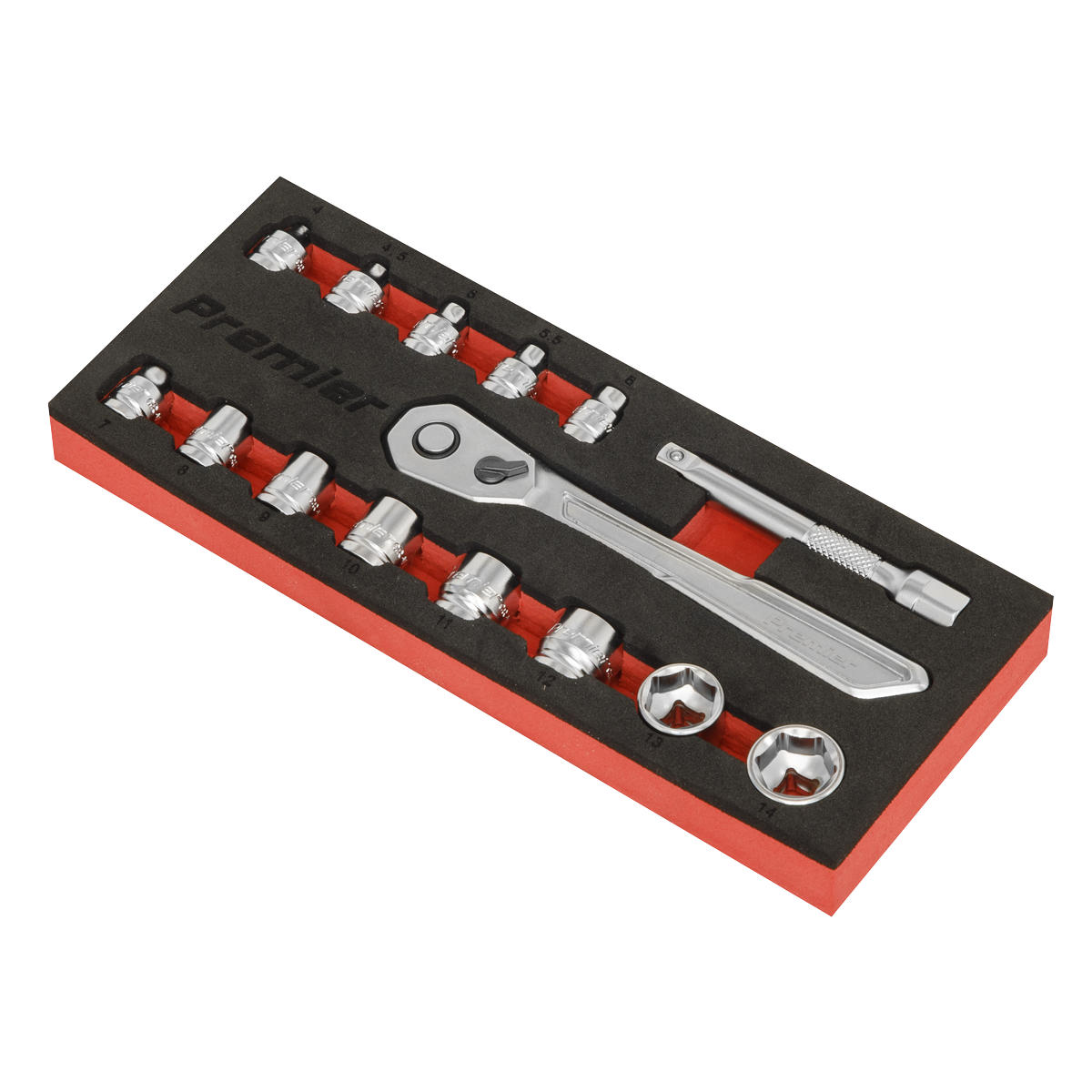 Sealey 15pc 1/4"Sq Drive Low Profile Socket Set - Platinum Series AK5783