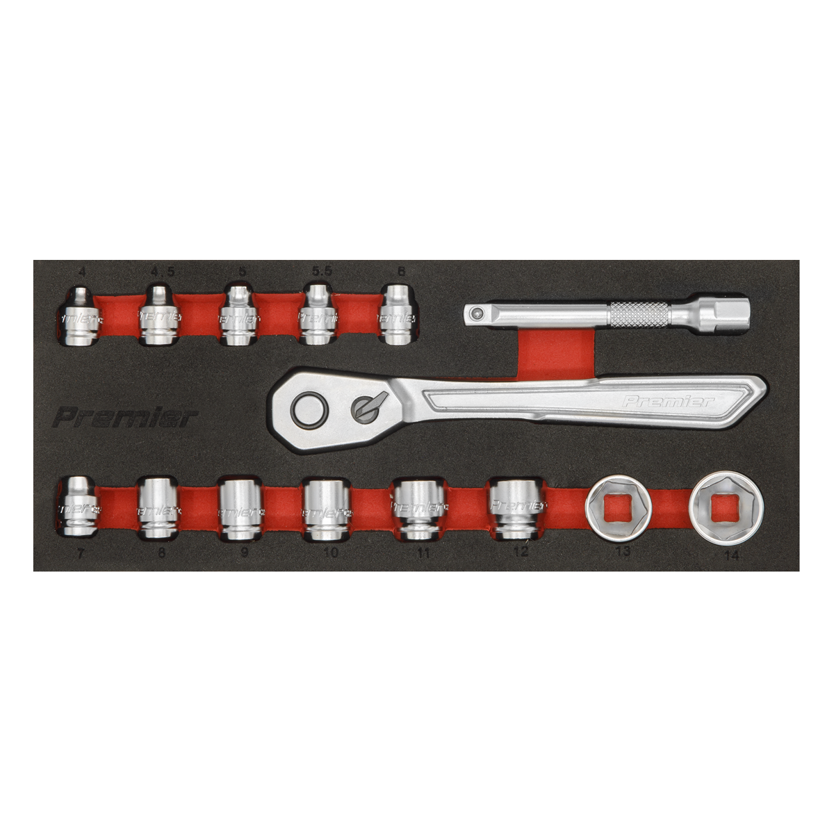 Sealey 15pc 1/4"Sq Drive Low Profile Socket Set - Platinum Series AK5783