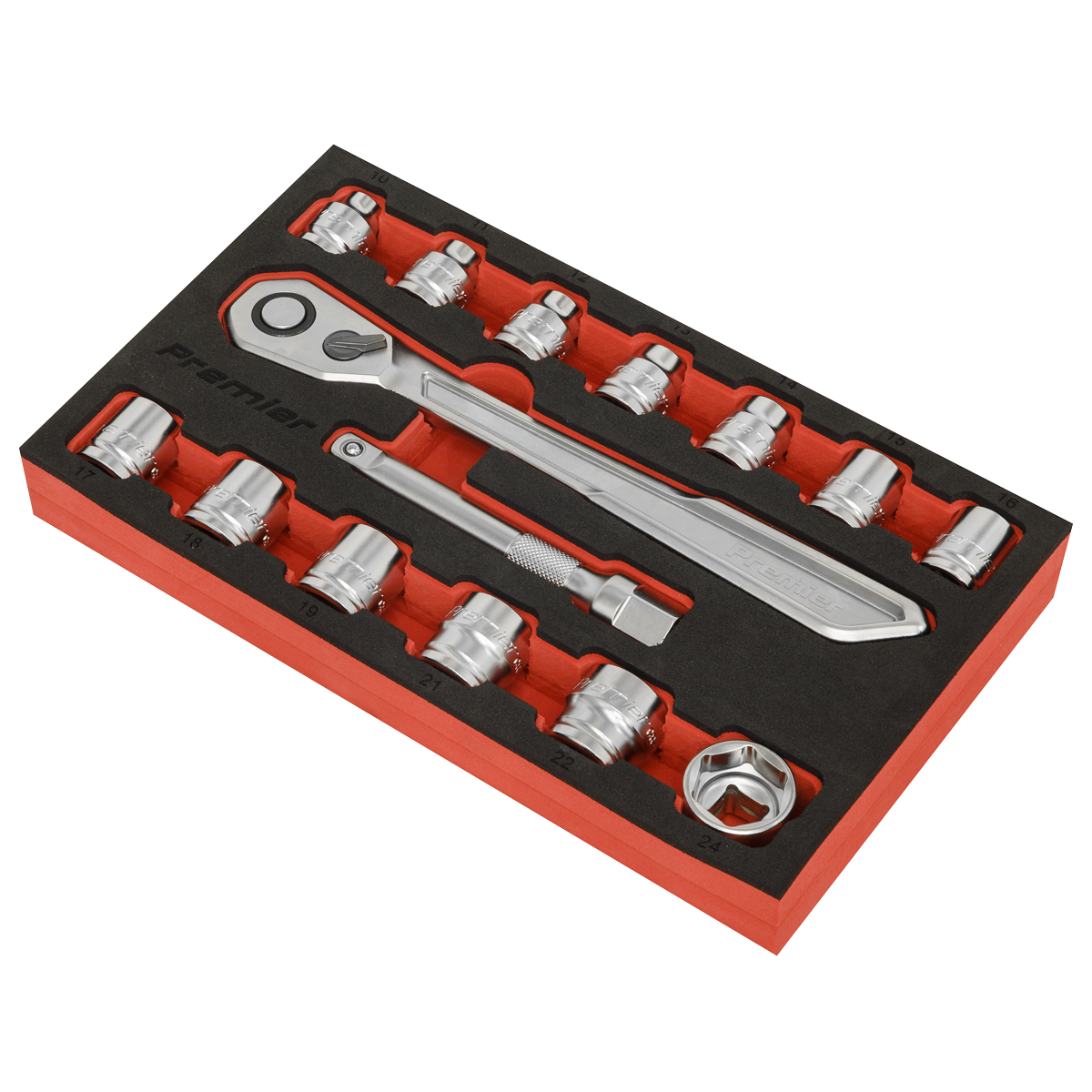 Sealey 15pc 1/2"Sq Drive Low Profile Socket Set - Platinum Series AK5787
