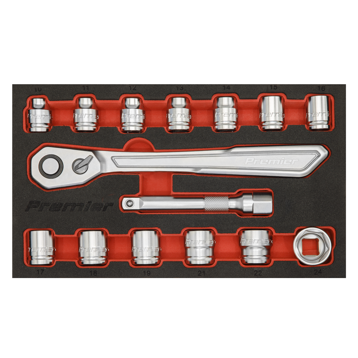 Sealey 15pc 1/2"Sq Drive Low Profile Socket Set - Platinum Series AK5787