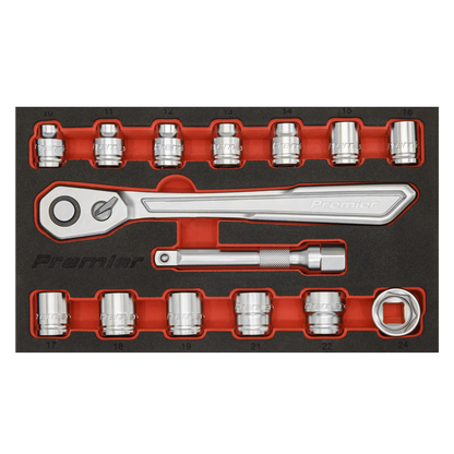 Sealey 15pc 1/2"Sq Drive Low Profile Socket Set - Platinum Series AK5787