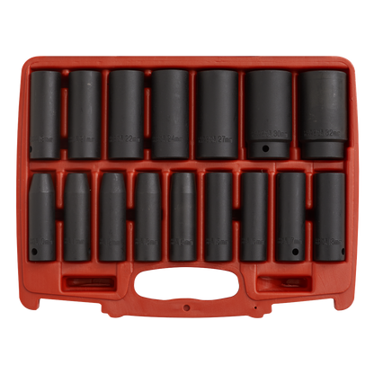 Sealey 16pc 1/2"Sq Drive Deep Impact Socket Set AK5816M
