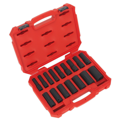 Sealey 16pc 1/2"Sq Drive Deep Lock-On™ Impact Socket Set AK5817M