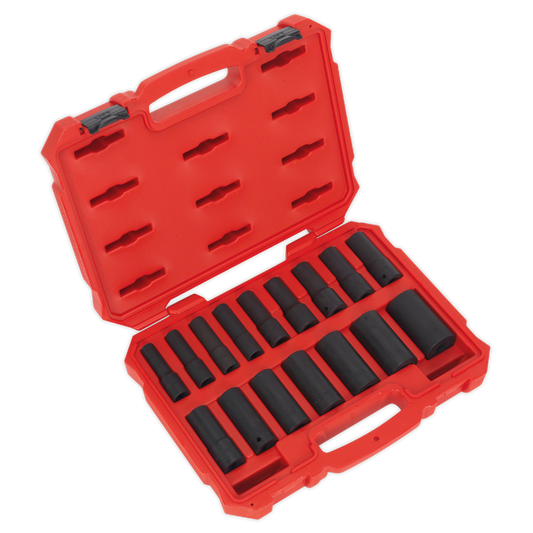 Sealey 16pc 1/2"Sq Drive Deep Lock-On™ Impact Socket Set AK5817M