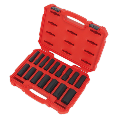 Sealey 16pc 1/2"Sq Drive Deep Lock-On™ Impact Socket Set AK5817M