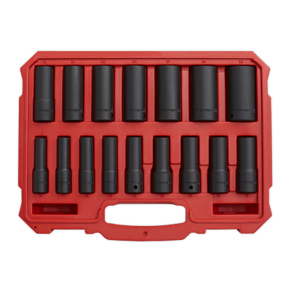 Sealey 16pc 1/2"Sq Drive Deep Lock-On™ Impact Socket Set AK5817M