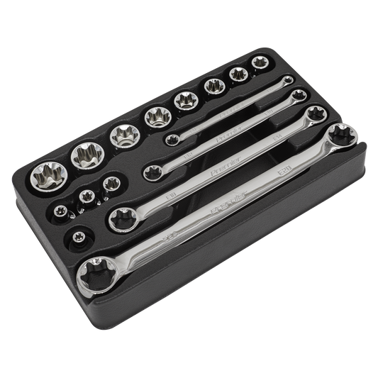 Sealey 16pc 3/8"Sq Drive TRX-Star* Socket & Spanner Set AK61801