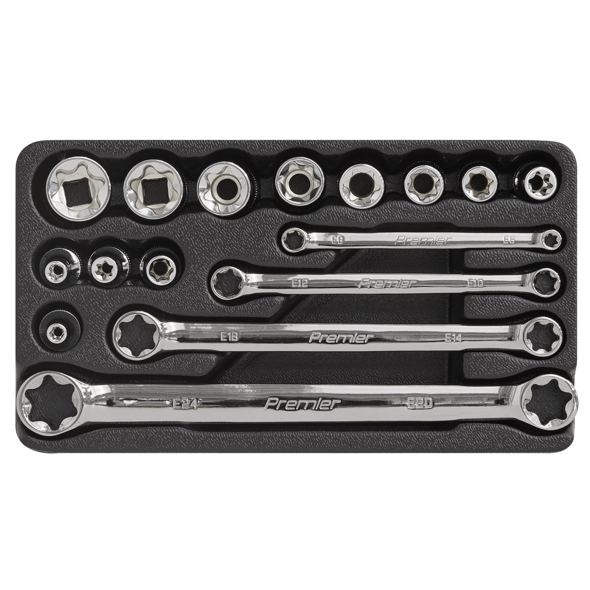 Sealey 16pc 3/8"Sq Drive TRX-Star* Socket & Spanner Set AK61801