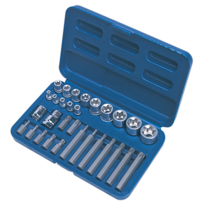 Sealey 30pc 1/4", 3/8" & 1/2"Sq Drive TRX-Star* Socket & Bit Set AK619