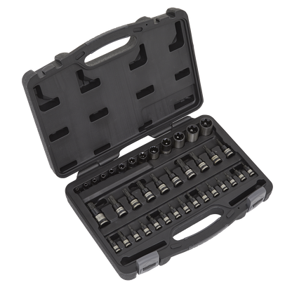 Sealey 38pc 1/4", 3/8" & 1/2"Sq Drive TRX-Star* Socket & Security Socket Bit Set - Black Series AK6197B