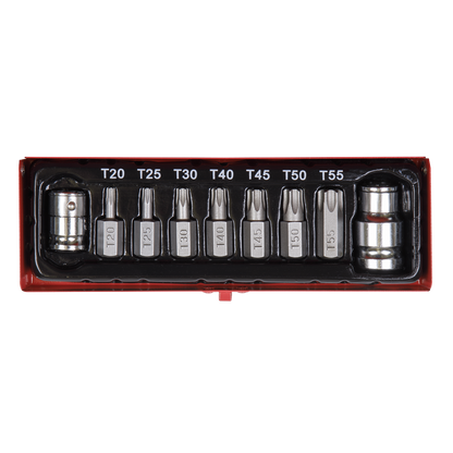 Sealey 9pc 3/8" & 1/2"Sq Drive TRX-Star* Bit & Holder Set AK6210