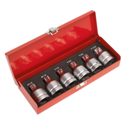 Sealey 6pc 3/4"Sq Drive Security TRX-Star* & Security Spline Socket Bit Set AK6218