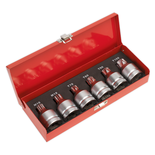 Sealey 6pc 3/4"Sq Drive Security TRX-Star* & Security Spline Socket Bit Set AK6218