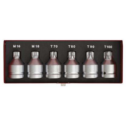Sealey 6pc 3/4"Sq Drive Security TRX-Star* & Security Spline Socket Bit Set AK6218