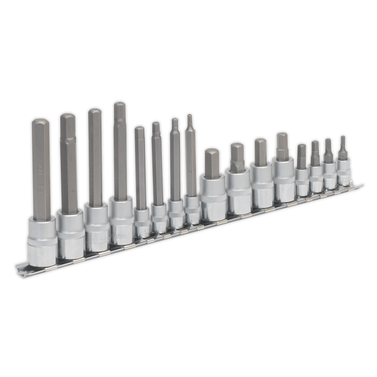 Sealey 16pc 1/4" & 3/8"Sq Drive Hex Socket Bit Set AK6219