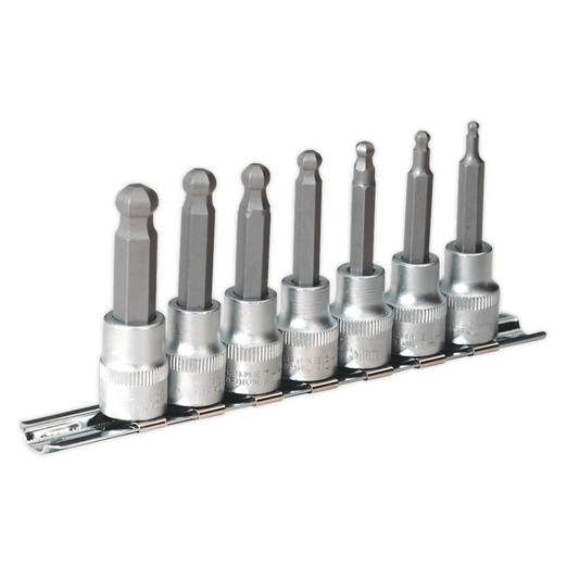 Sealey 7pc 3/8"Sq Drive Ball-End Hex Socket Bit Set AK621