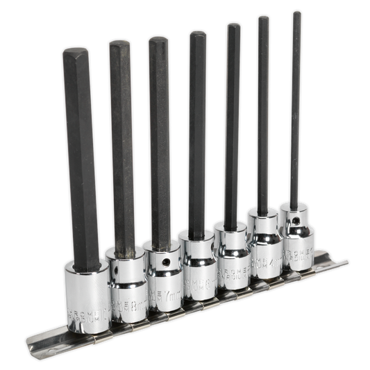 Sealey 7pc 3/8"Sq Drive 110mm Hex Socket Bit Set AK62254