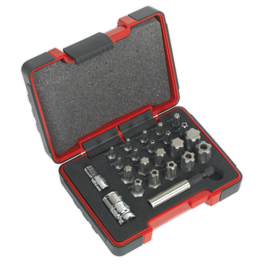 Sealey 23pc 1/4" & 3/8"Sq Drive TRX-P* & Security TRX-TS* Bit Set AK6226