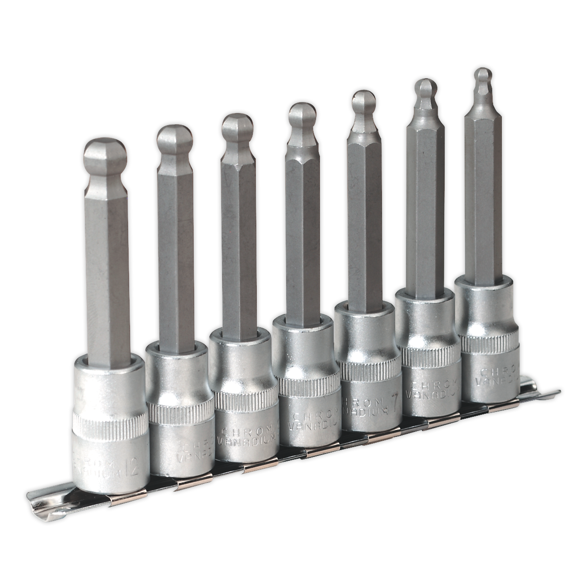 Sealey 7pc 1/2"Sq Drive Ball-End Hex Socket Bit Set AK622