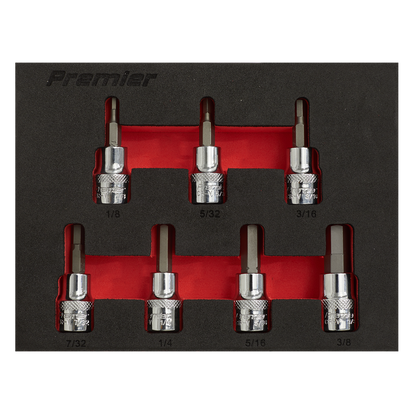 Sealey 7pc 3/8"Sq Drive Hex Socket Bit Set - Imperial AK6246