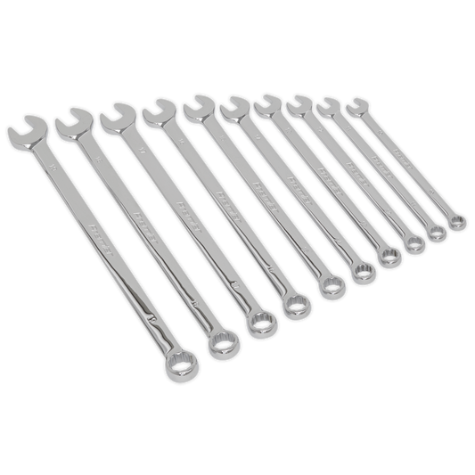 Sealey 10pc Extra-Long Combination Spanner Set AK6310