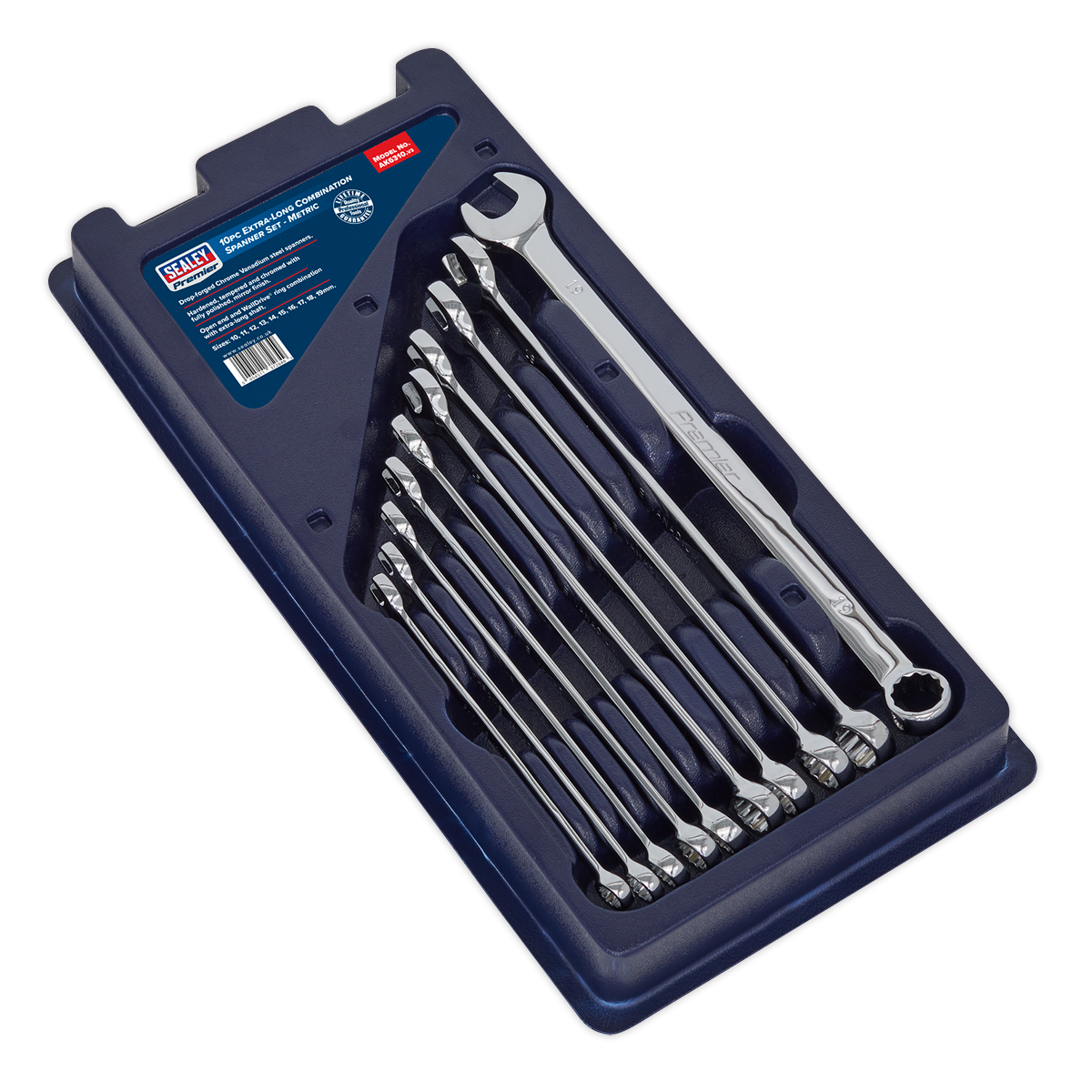 Sealey 10pc Extra-Long Combination Spanner Set AK6310