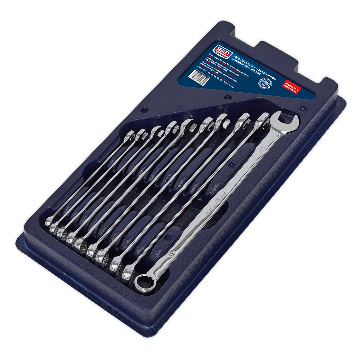 Sealey 10pc Extra-Long Combination Spanner Set AK6310