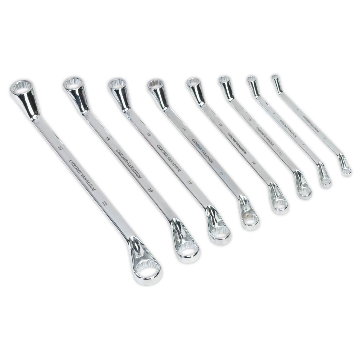 Sealey 8pc Offset Double End Ring Spanner Set - Metric AK6321