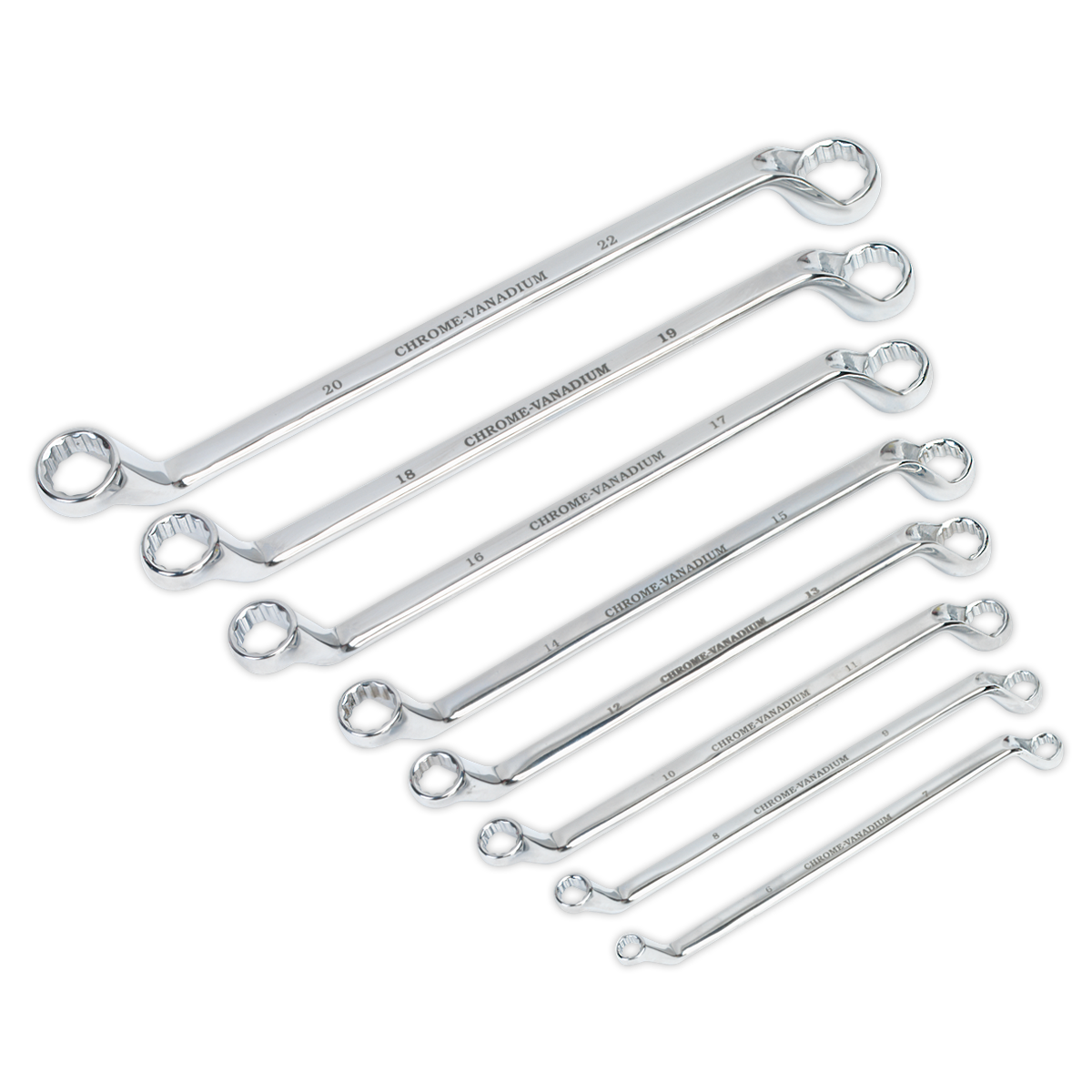 Sealey 8pc Offset Double End Ring Spanner Set - Metric AK6321