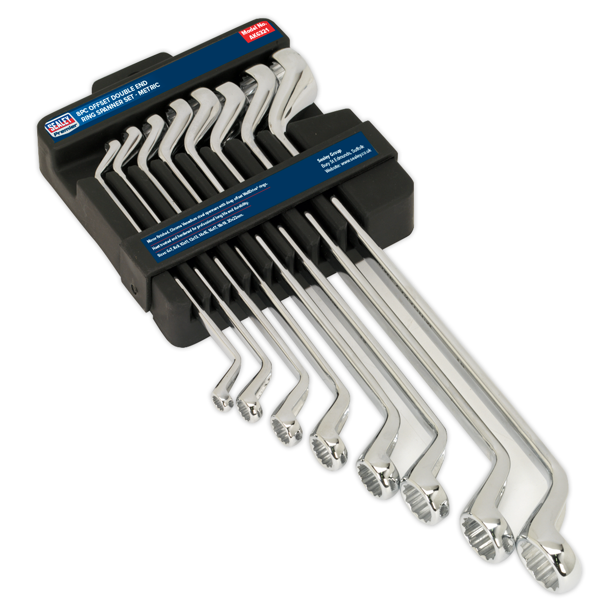 Sealey 8pc Offset Double End Ring Spanner Set - Metric AK6321