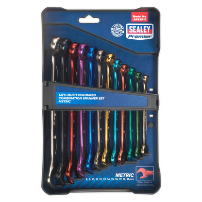 Sealey 12pc Multi-Coloured Combination Spanner Set AK63915