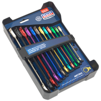 Sealey 12pc Multi-Coloured Combination Ratchet Spanner Set AK63917