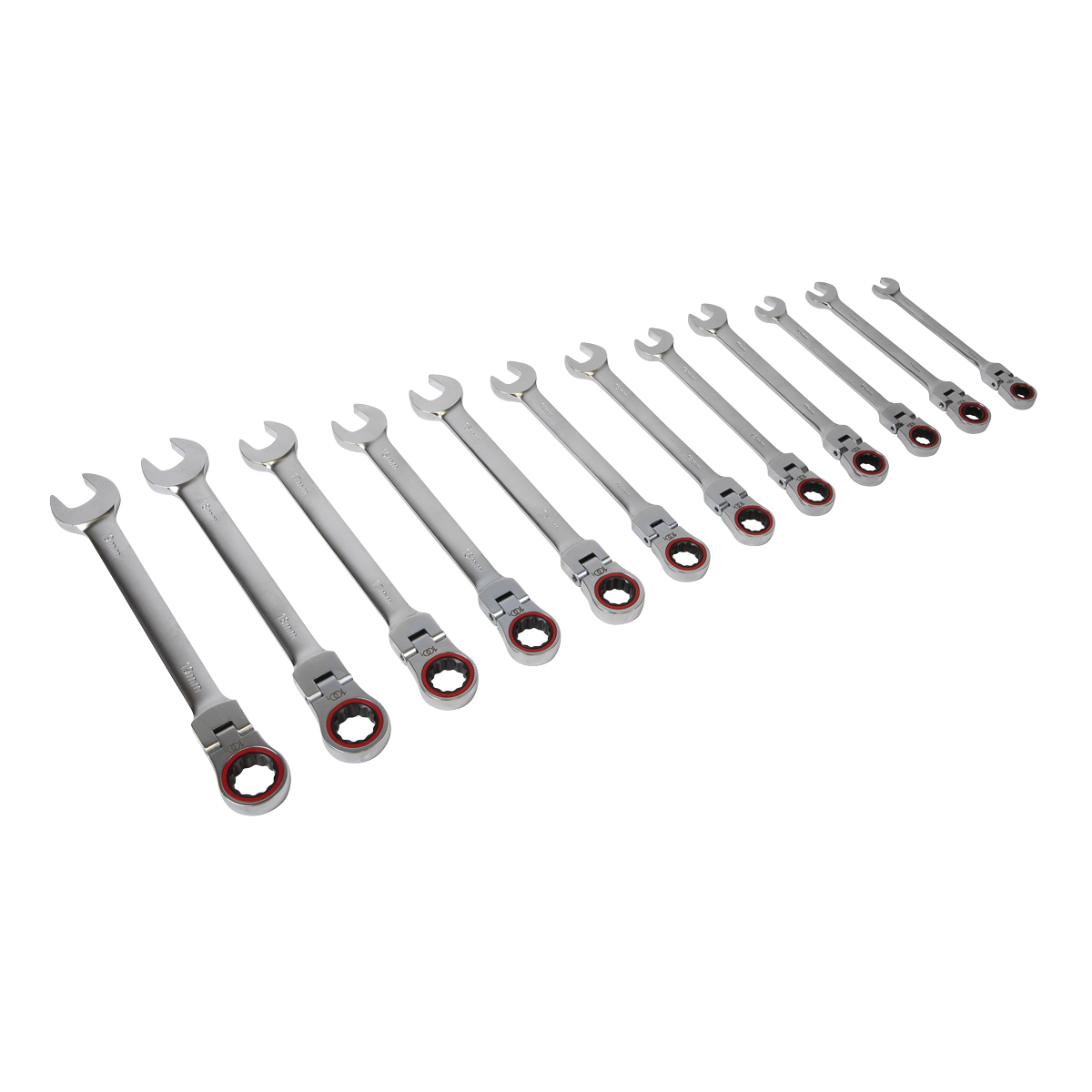 Sealey 12pc Flexi-Head Ratchet Combination Spanner Set - Platinum Series AK63942