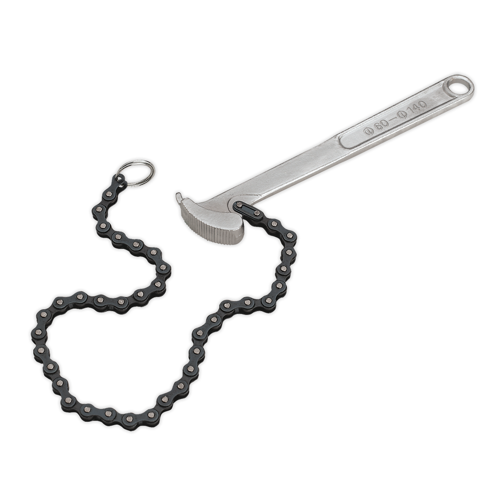 Sealey Oil Filter Chain Wrench Ø60-140mm Capacity AK6409