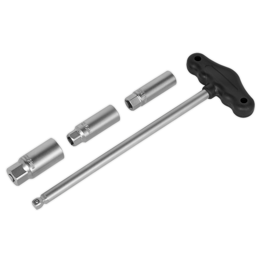 Sealey 4pc 3/8"Sq Drive T-Bar & Rubber Insert Spark Plug Socket Set AK6550