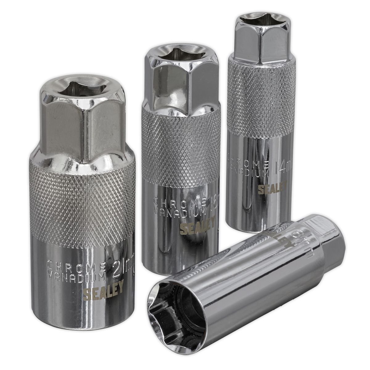Sealey 4pc 3/8"Sq Drive Spark Plug Socket Set AK6556