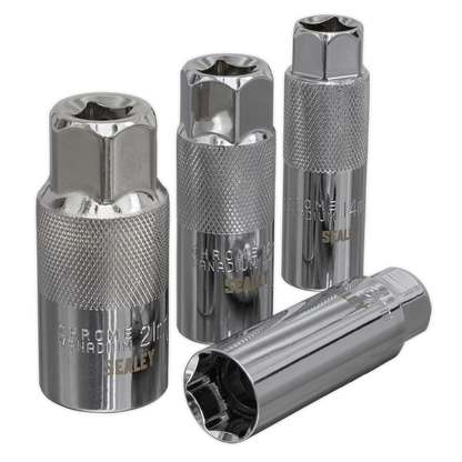 Sealey 4pc 3/8"Sq Drive Spark Plug Socket Set AK6556