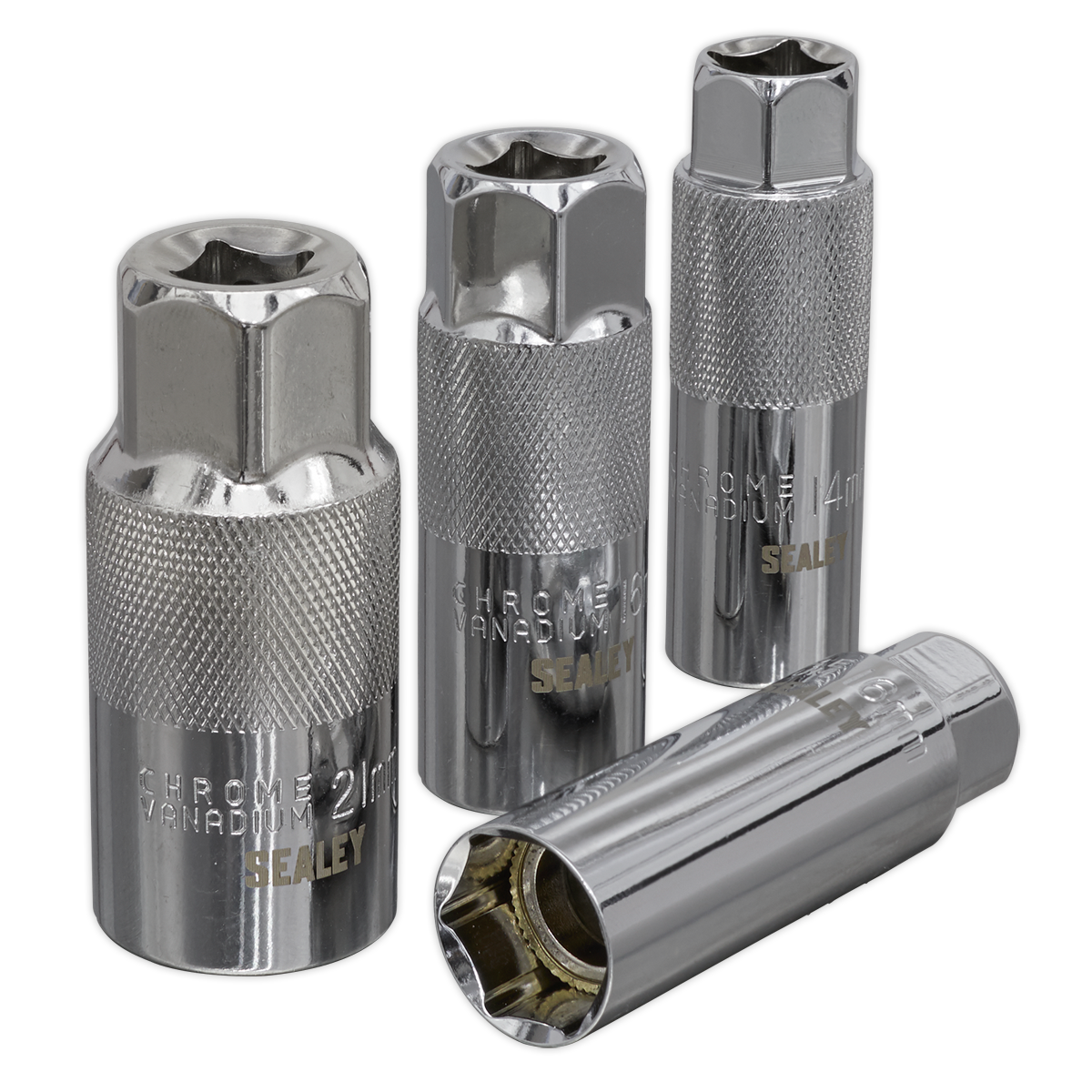 Sealey 4pc 3/8"Sq Drive Spark Plug Socket Set - Magnetic AK65561