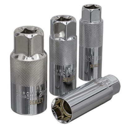 Sealey 4pc 3/8"Sq Drive Spark Plug Socket Set - Magnetic AK65561