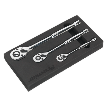 Sealey 3pc Ratchet Wrench Set - Flip Reverse AK6672