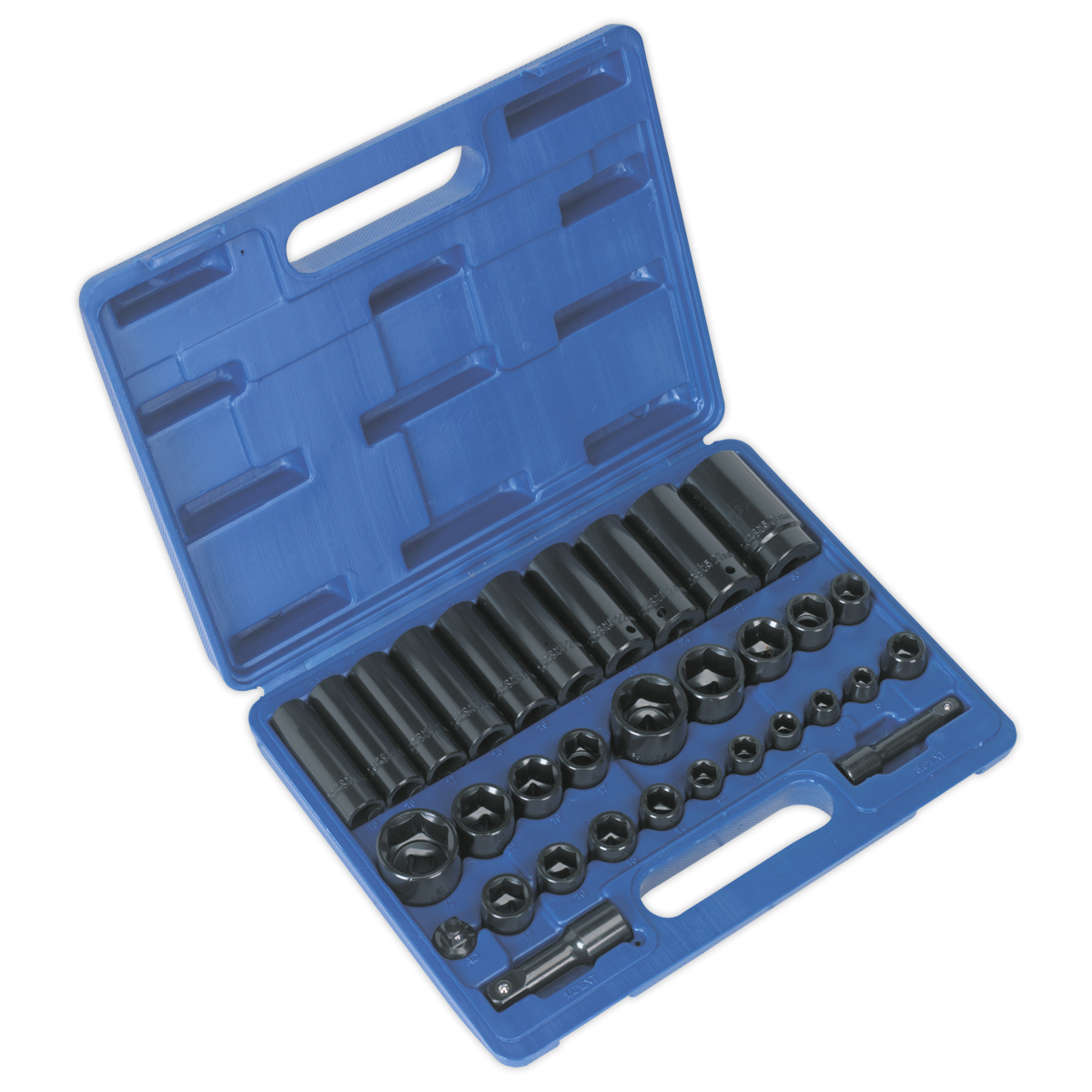 Sealey 32pc 3/8" & 1/2"Sq Drive Impact Socket Set Standard/Deep - Metric/Imperial AK681